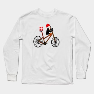 Christmas Penguin On A Bicycle Long Sleeve T-Shirt